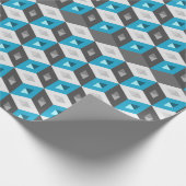 3D Isometric Cubes Pattern Blue Grey Cadeaupapier (Hoek)