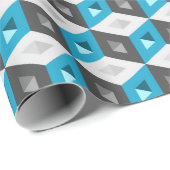 3D Isometric Cubes Pattern Blue Grey Cadeaupapier (Rol Hoek)