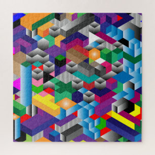 3D isometrische blokjes, geometrisch naadloos. Legpuzzel