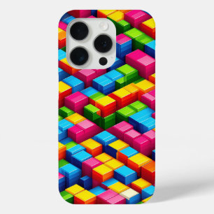 3D Isometrische Kleurrijke Blokken Hoestel - Leven iPhone 15 Pro Case