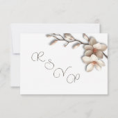 3D Ivoren Magnolia Eenvoudige Trouwkaart RSVP Kaartje (Achterkant)