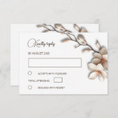 3D Ivory Magnolia Simple Wedding RSVP Kaartje (Voorkant / Achterkant)