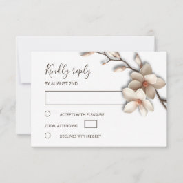 3D Ivory Magnolia Simple Wedding RSVP Kaartje
