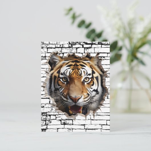 3D Jaguar Wall Break Art – Realistic Safari Briefkaart (Staand voorkant)
