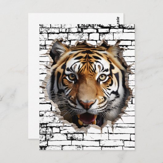 3D Jaguar Wall Break Art – Realistic Safari Briefkaart (Voorkant / Achterkant)