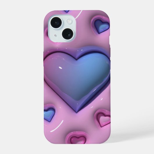 3D Jelly Grote Liefde Hart Telefoon Case iPhone 15 Case (Achterkant)