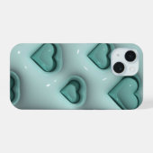 3D Jelly Pastel Blauwgroen Hart Esthetische Telefo iPhone 15 Case (Achterkant horizontaal)