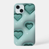 3D Jelly Pastel Blauwgroen Hart Esthetische Telefo iPhone 15 Case (Achterkant)