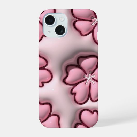 3D Jelly Pastel Roze Cherry Blossom Telefoon Case iPhone 15 Case (Achterkant)