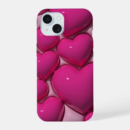 3D Jelly Roze Liefde Hart Esthetische Telefoon Cas iPhone 15 Case (Achterkant)