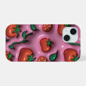 3D Jelly Roze Tomaat Telefoon Case iPhone 15 Case (Achterkant horizontaal)