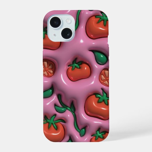 3D Jelly Roze Tomaat Telefoon Case iPhone 15 Case (Achterkant)