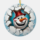 3D Jolly Sneeuwman Kerstmis Keramisch Ornament (Voorkant)
