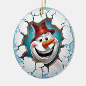3D Jolly Sneeuwman Kerstmis Keramisch Ornament (Links)
