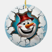 3D Jolly Sneeuwman Kerstmis Keramisch Ornament (Achterkant)