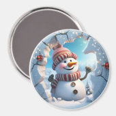 3D Jolly Snowman Magneet (Voorkant / Achterkant)