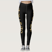 3D Justice Gold Burning Lettering Black Leggings (Voorkant)