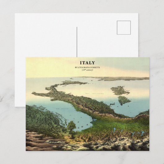 3D-kaart van het Briefkaart van Italië (19e eeuw) (Voorkant / Achterkant)
