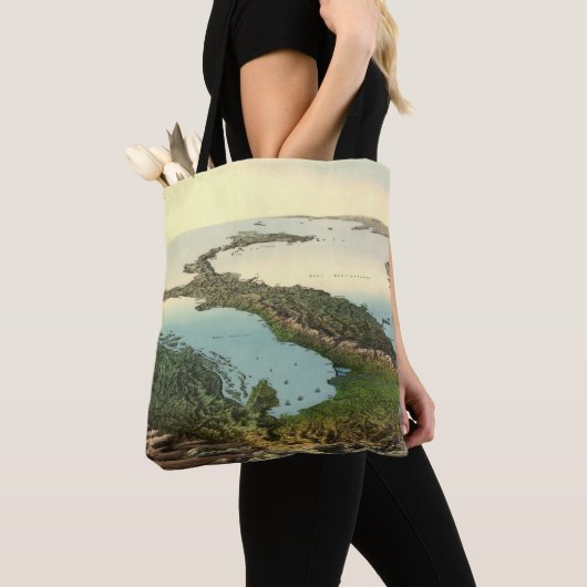  3D-kaart van Italië (19e eeuw) Tote Bag (Dichtbij)