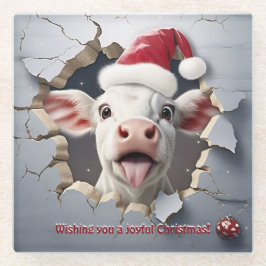 3D Kalf Kerstmis Glazen Onderzetter