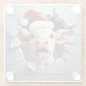 3D Kalf Kerstmis Glazen Onderzetter (Achterkant)