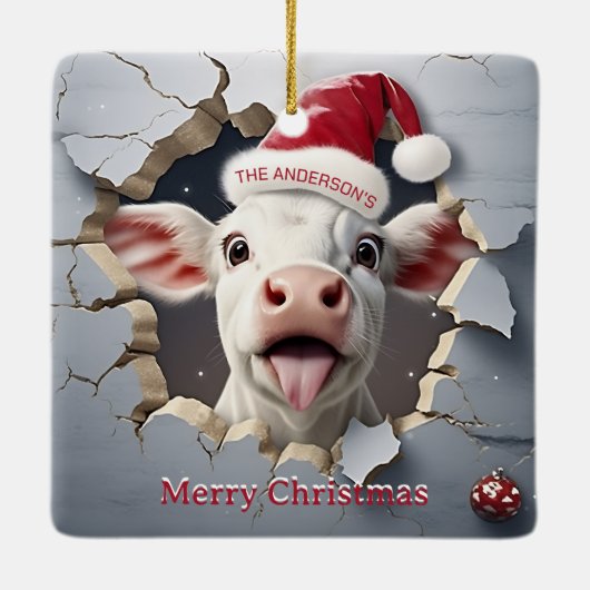 3D Kalf Kerstmis Keramisch Ornament (Achterkant)