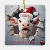 3D Kalf Kerstmis Keramisch Ornament (Voorkant)