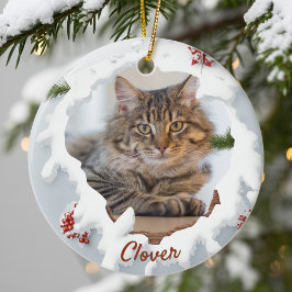 3D Katten Kerstmis Persoonlijke Foto Huisdier Lief Keramisch Ornament