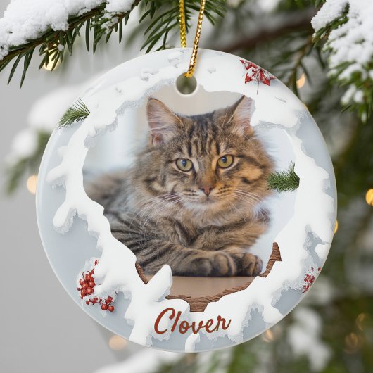 3D Katten Kerstmis Persoonlijke Foto Huisdier Lief Keramisch Ornament