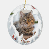 3D Katten Kerstmis Persoonlijke Foto Huisdier Lief Keramisch Ornament (Links)
