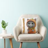 3D Kawaii Pompoen Kat Halloween Worp Kussen (Stoel)