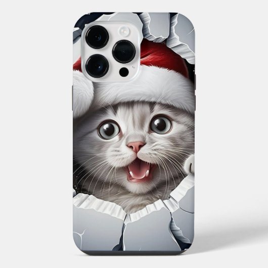 3D Kerst Kitten  iPhone Hoesje (Achterkant)