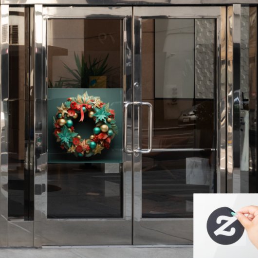 3D Kerst krans venster Cling Raamsticker (Kantoordeur)