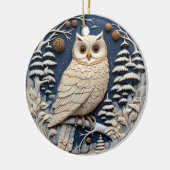 3D Kerst Schattige Witte Uil Dier Keramisch Ornament (Links)