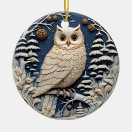 3D Kerst Schattige Witte Uil Dier Keramisch Ornament