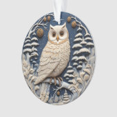 3D Kerst Schattige Witte Uil Dier Ornament (voorkant)