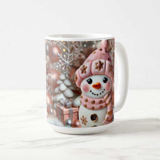 3D Kerst Sneeuwman Koffie Mok (Voorkant rechts)