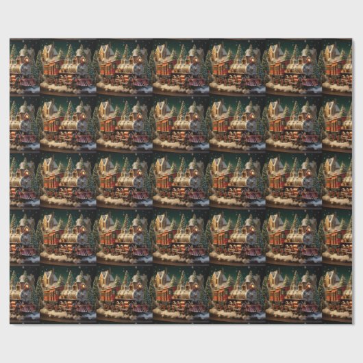 3D Kerst trein inpakpapier (Vlak)