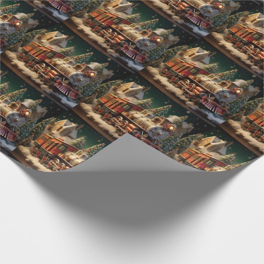 3D Kerst trein inpakpapier (Hoek)