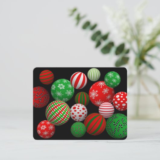 3D kerstballen Kaart (Staand voorkant)