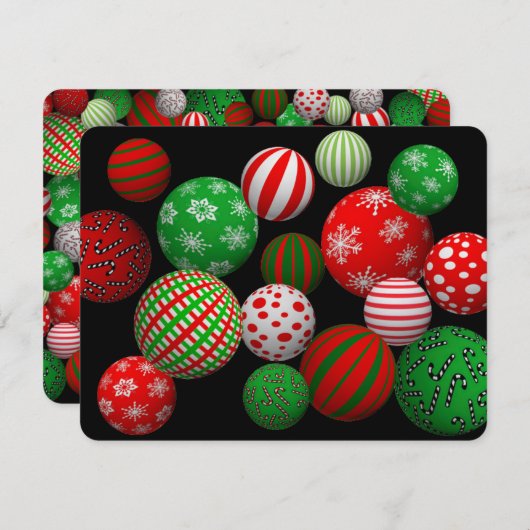 3D kerstballen Kaart (Voorkant / Achterkant)