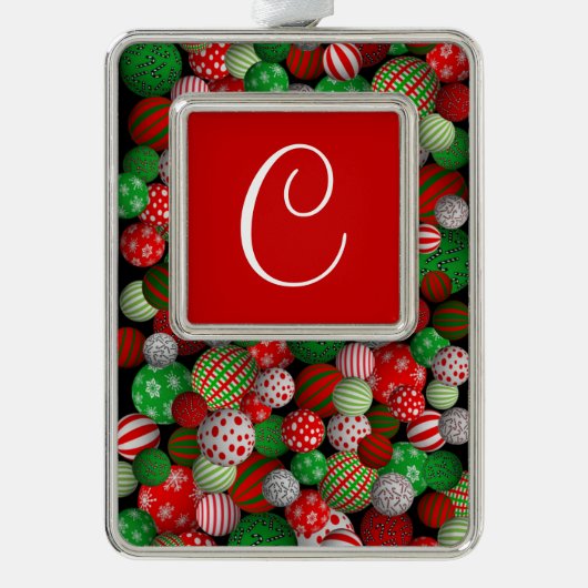 3D kerstballen Verzilverd Omlijst Ornament (Voorkant)