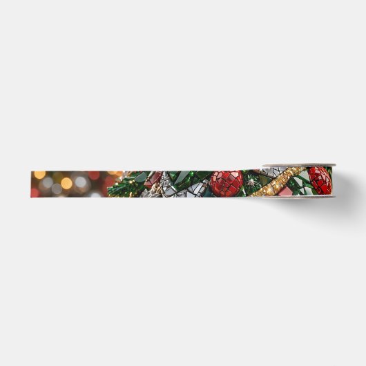 3D Kerstboom Mozaïeklint Grosgrain Lint (Voorkant)