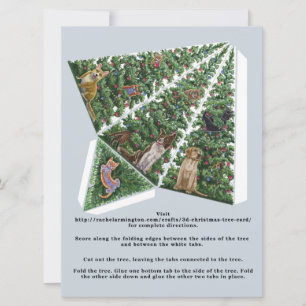 3D kerstboomKaart met katten en honden Pop omhoog