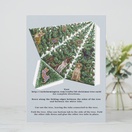 3D kerstboomKaart met katten en honden Pop omhoog (Staand voorkant)