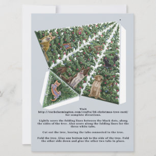 3D kerstboomKaart met katten en honden Pop omhoog