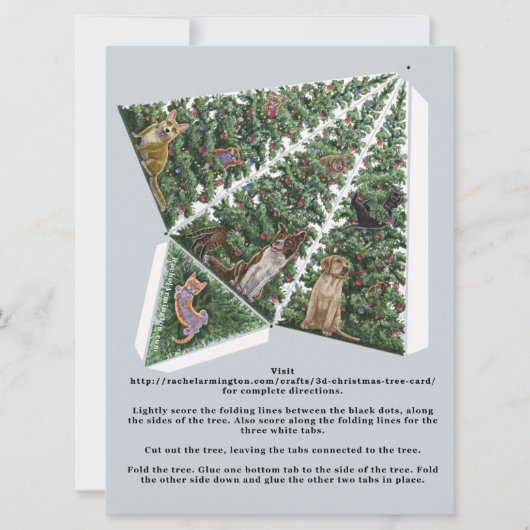 3D kerstboomKaart met katten en honden Pop omhoog (Voorkant)