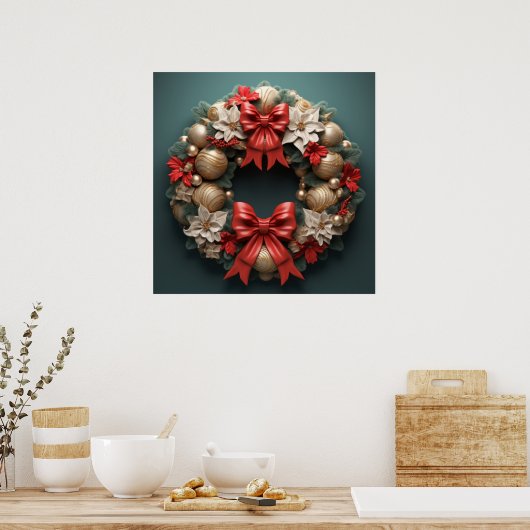 3D Kerstkrans Poster (Keuken)