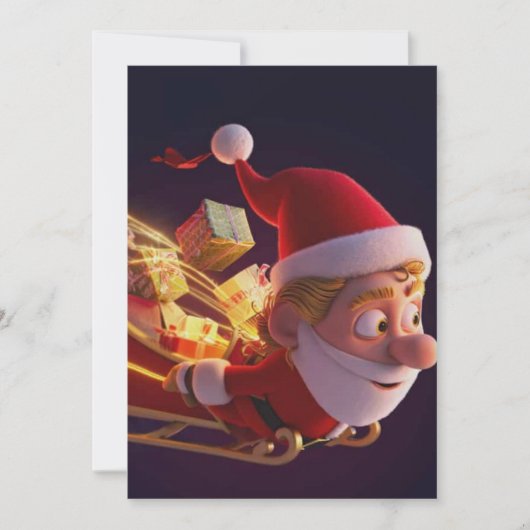 3D Kerstman Kerstgroetkaart – Feestelijk H (Voorkant)