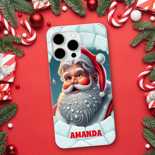 3D Kerstman Kerstmis Gepersonaliseerde Naam Case-Mate iPhone Case